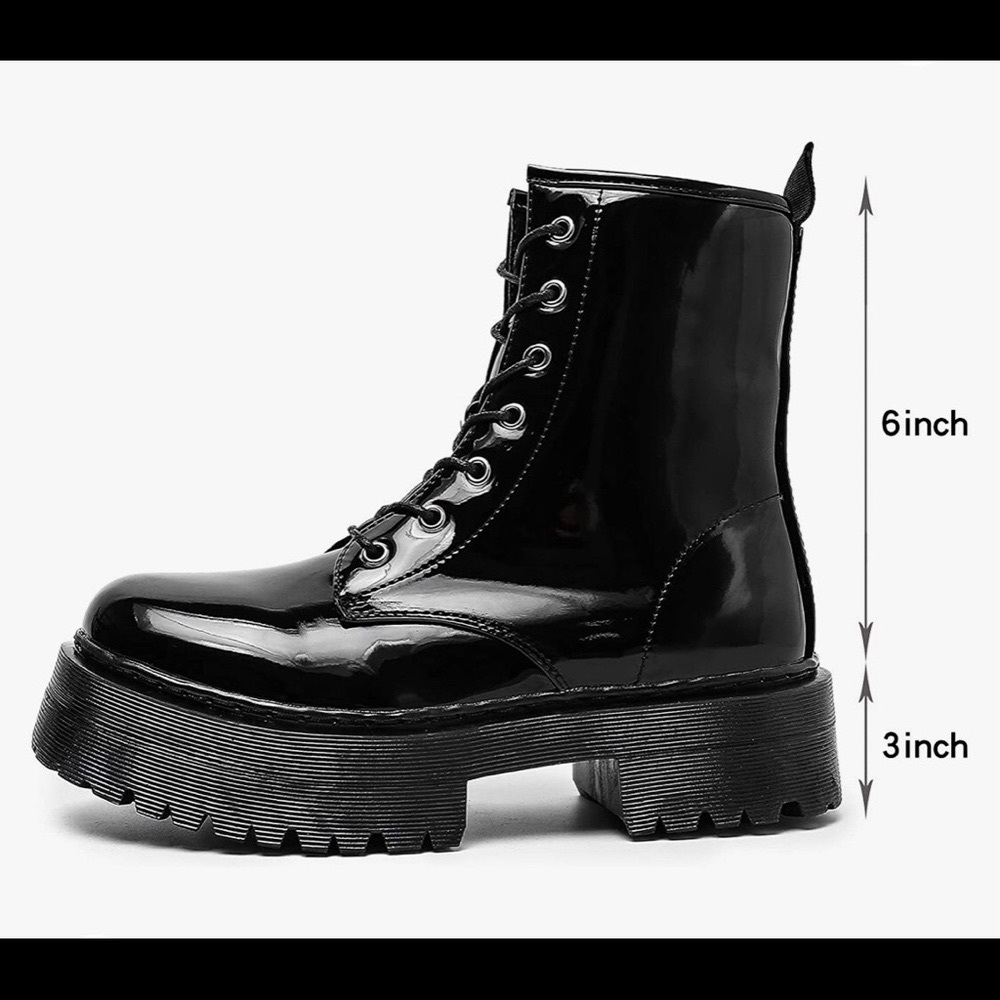 PRETTY LITTLE THINGS BLACK PLATFORM BOOTS SIZE 7